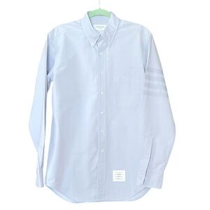 Thom Browne Oxford Classic Fit 4-Bar Stripe Blue Long Sleeve Shirt Size 4 US XL